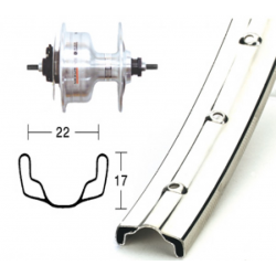 Ruota Ant. Dinamo nel Mozzo, 28x1.75 Westwood Niro inox