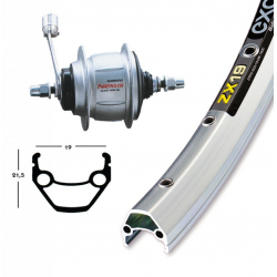 Ruota Posteriore 26x1.75 Cambio nel Mozzo, Shimano 8v - Exal XL19 arg/niro