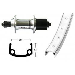 Ruota Posteriore 26x1.9 36F QR Cass. Shimano 7v Alluminio arg/zinc