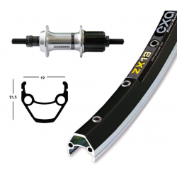 Ruota Posteriore 26x1.75 36F Cass. Shimano 7v Exal ZX 20 nero/arg/niro