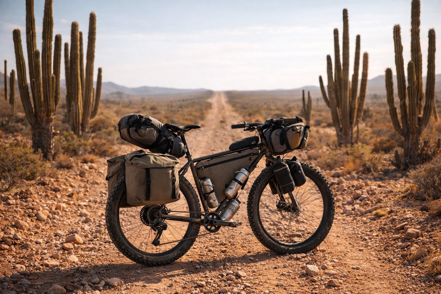 Expedition bike setup on the Baja Divide