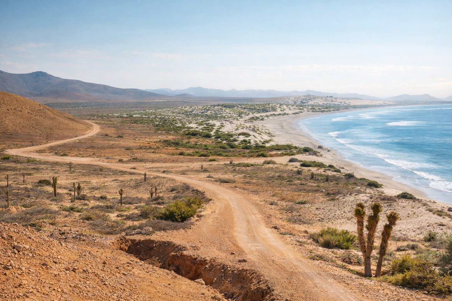 Coastal landscape along the Baja Divide