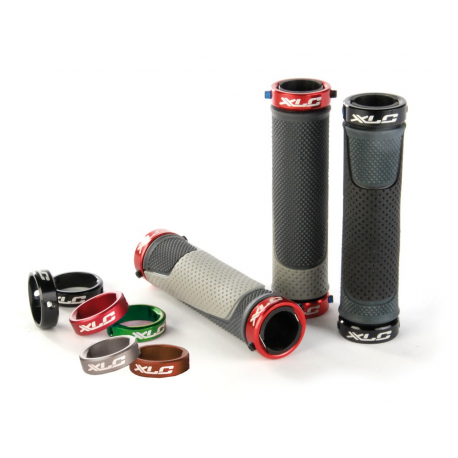 XLC Bar Grips 'Ringo' GR-S05 grigio/antrac anelli di fiss rosso 130mm 