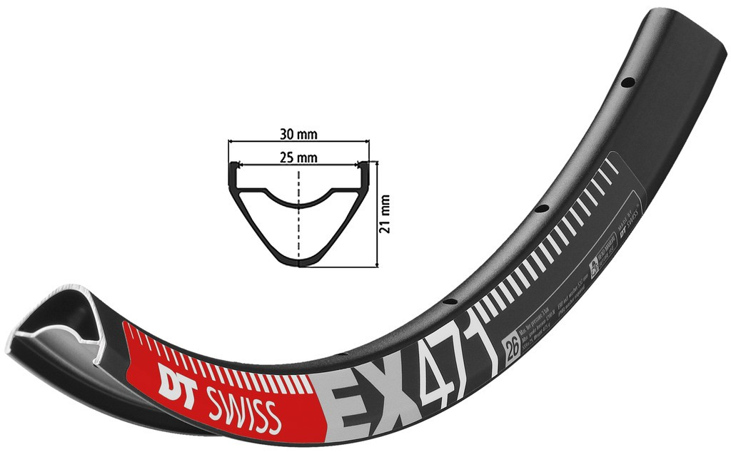 Cerchio DT Swiss EX 471 26" nero 559-25 VL 6,5mm 32 fori