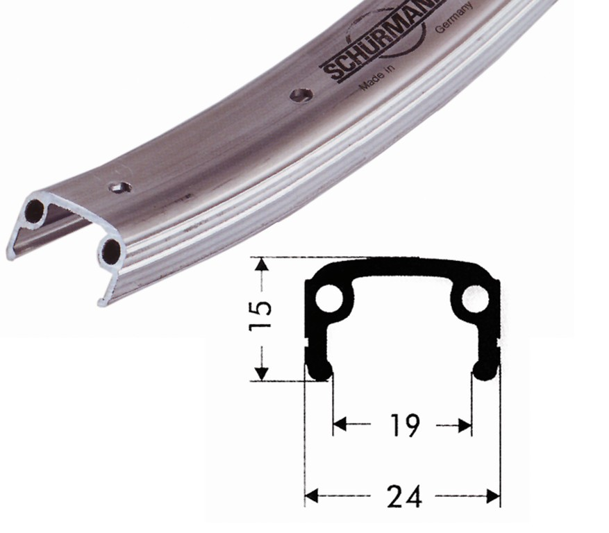 cerchione di allu., 12" ,col.arg.. sat. 203-19,buco p.valv.8,5mm,16 buchi,s.occ.