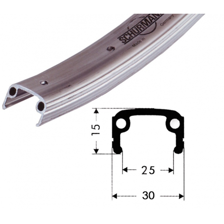 cerch. di allu. per MTB,24",col.arg.sat. 507-25,buco p.val.8,5mm,36 buchi,s.occ.