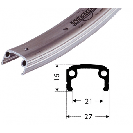 cerch. di allu.p. MTB,26",col.arg.sat. 559-21,buco p.val. 8,5mm,36 buchi,s.occ.