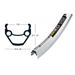 cerchione Exal ZX 19 28" col.arg.. 622-19,buco p.val. 6,5mm,36 buchi,s.occ.