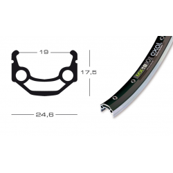 cerchione Exal MX 19 28" col.arg.. 622-19,buco p.val. 8,5mm,36 buchi,c.occ.