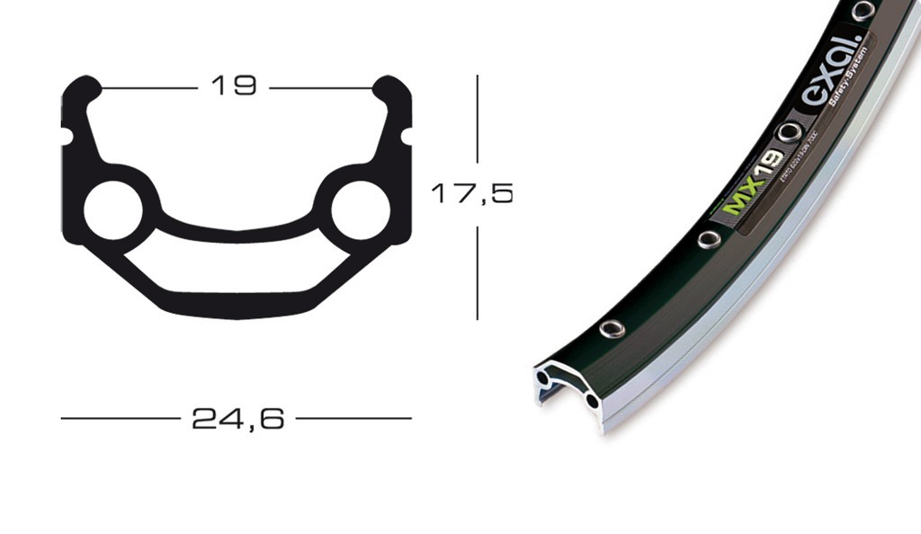 cerchione Exal ZX 19 28" col.arg.. 622-19,buco p.val. 8,5mm,36 buchi,c.occ.