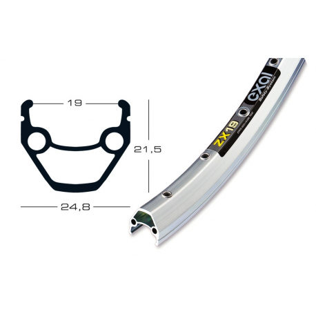 cerchione Exal ZX 19 26" col.arg.. 559-19 buco p.val.8,5 mm,36 buchi,c.occ.