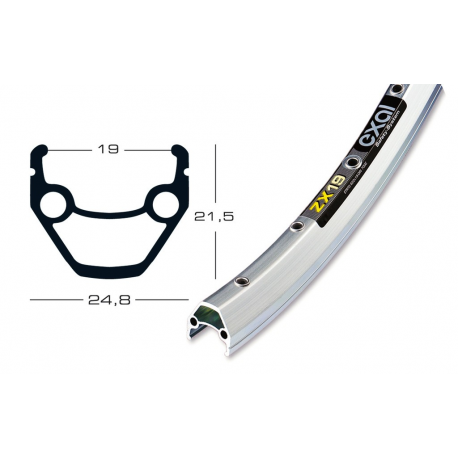 cerchione Exal ZX 19 26" col.arg.. 559-19 buco p.val.6,5 mm,36 buchi,c.occ.