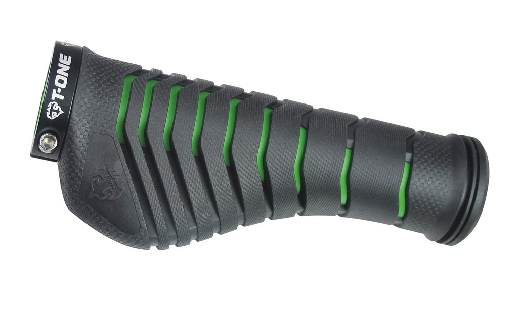 Manopole T-One Aero nero/verde,130mm, vite di sicurezza