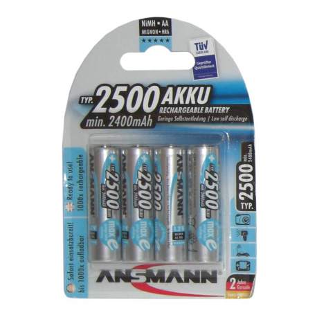 Batteria Ansmann Mignon 2500mAh NiMH, 1,2V, AA, Setx4 pezzi