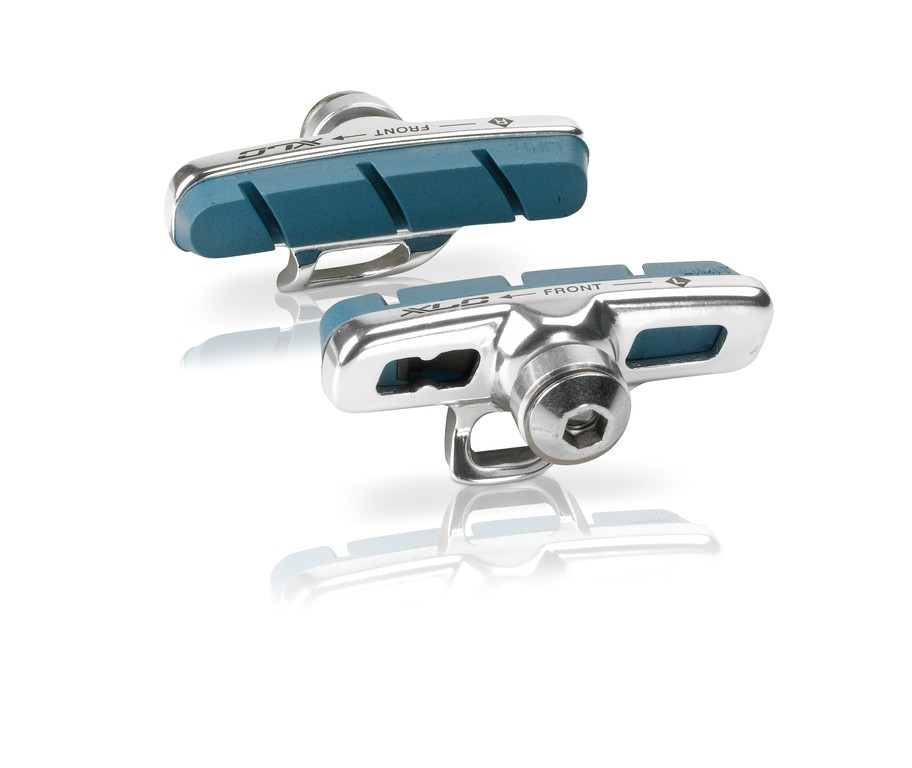 XLC Cartridge Road pattini freno Campa, Set 4 pezzi, 50 mm, argento/blu, per cerchi carbonio