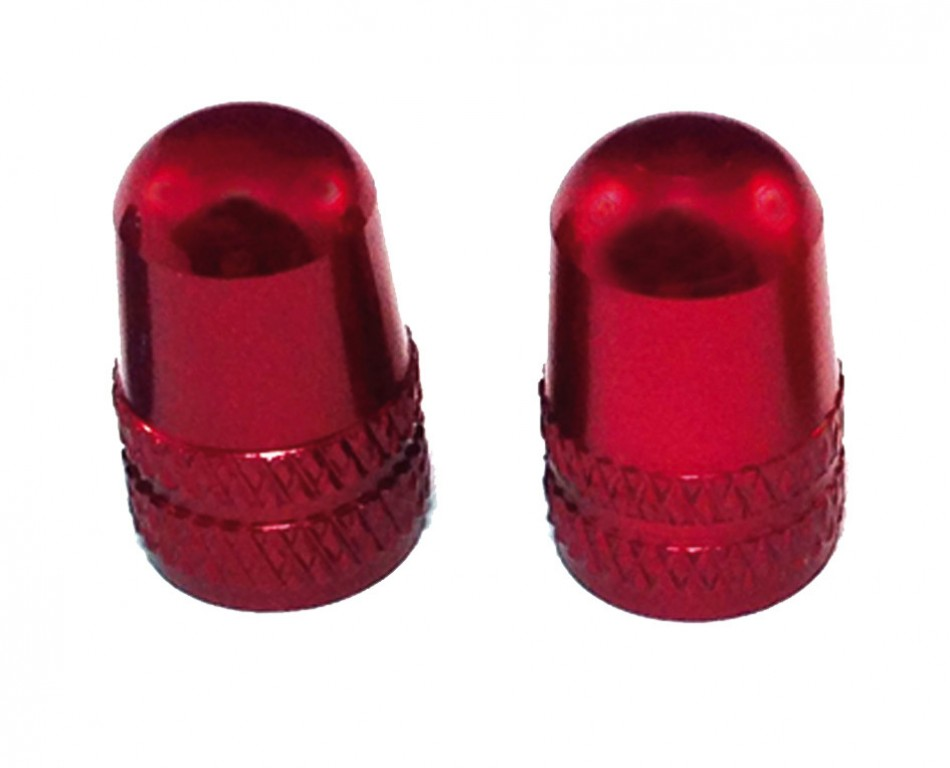 Coppia tappi per valvola americana in alluminio anodizzato rosso