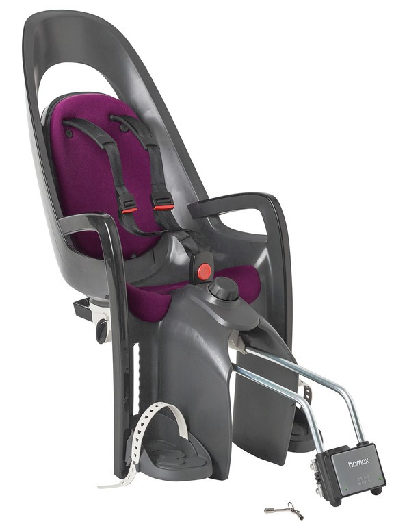 Seggiolino bambini Hamas Caress grigio/grigio scuro/viola, fissaggio al tubo telaio