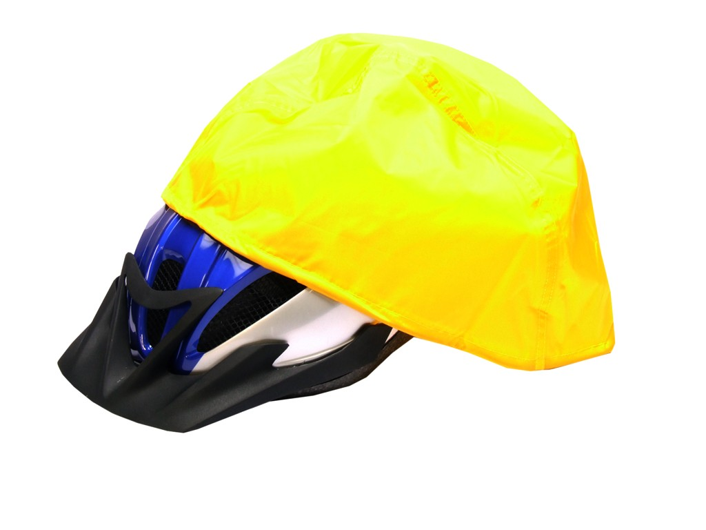 cuffia antipioggia per casco bici gialla