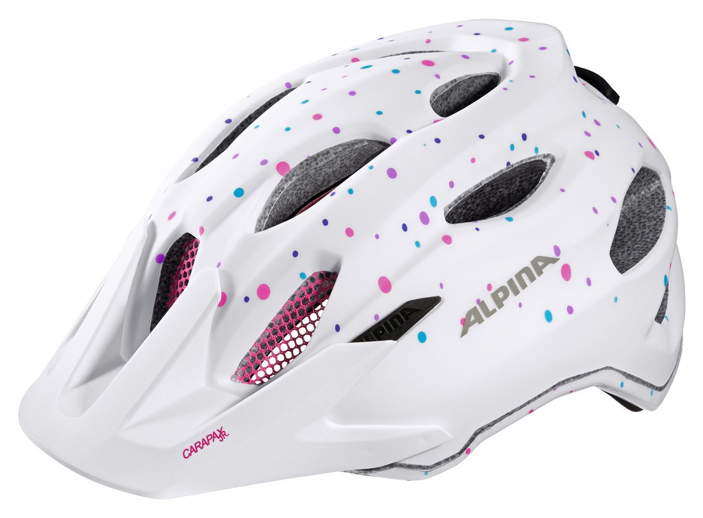 Casco Alpina Carapax JR bianco a pois T. 51-56cm