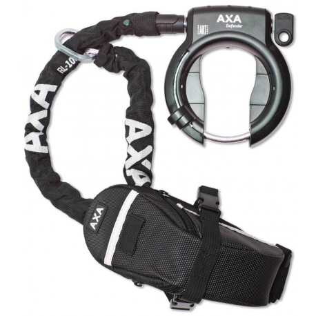AXA Lucchetto per telaio Defender + catena ad innesto RL 100 + borsa Outdoor 