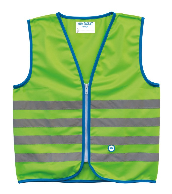 Gilet di sicurezza Wowow Fun Jacket per bambini verde con fasce rifl Tg. M