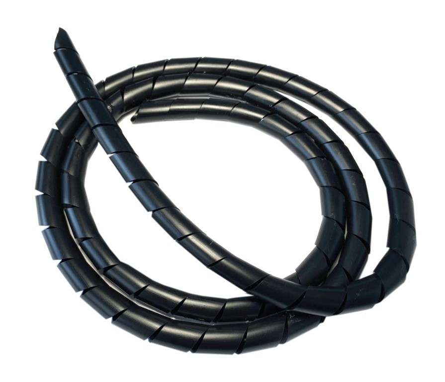 Cavo a spirale nero flessibile, lunghezza 5m, Ø 8 mm, accorciabile