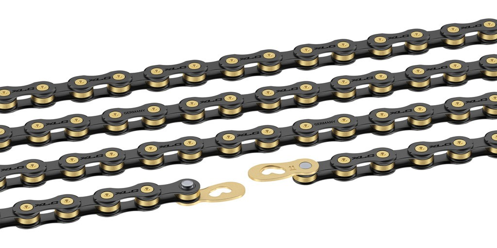 XLC catena CC-C08 1/2 x 11/128, 114 maglie, 10V, nero/oro