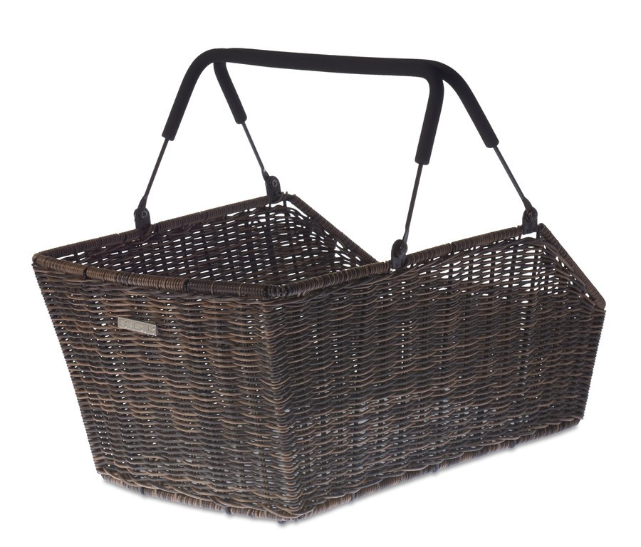 Cestino posteriore Basil Cento Rattan M-System grigio, maglia stretta, removibile