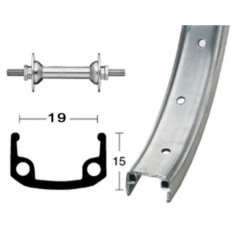 RA 12 1/2"203-19 Alu 16 fori, argento, mozzo Alu, raggi zinco