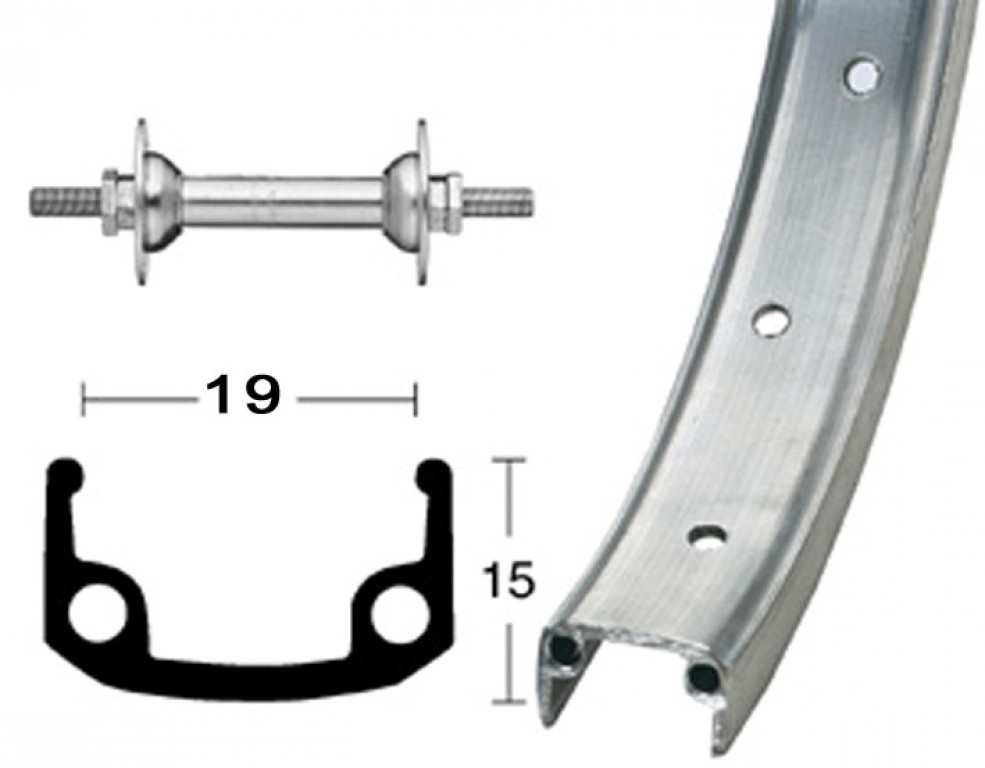 RA 12 1/2"203-19 Alu 16 fori, argento, mozzo Alu, raggi zinco