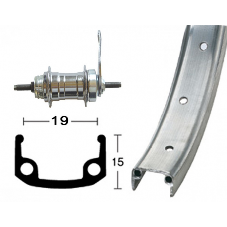 RP 12 1/2" 203-19 Alu, 16 fori, argento, contropedale, raggi zincati