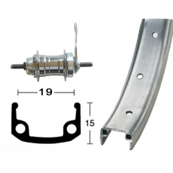 RP 16" 305- 9 Alu, 20 fori, argento, contropedale, raggi zinco