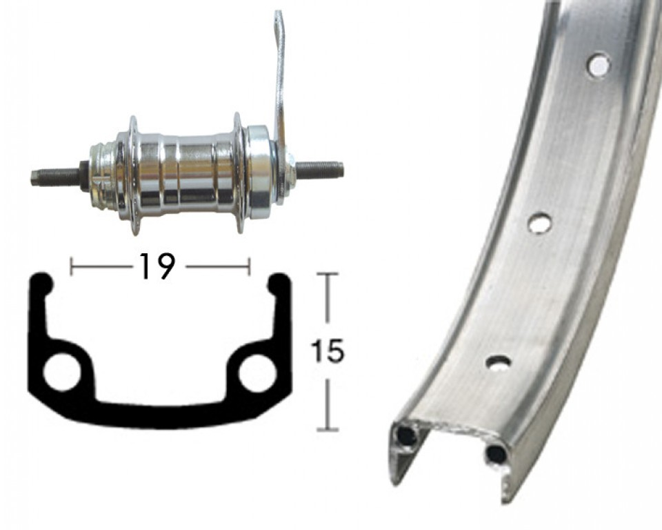 RP 20 x 1.75 36 fori, mozzo con freno a contropedale, Alu/zinco