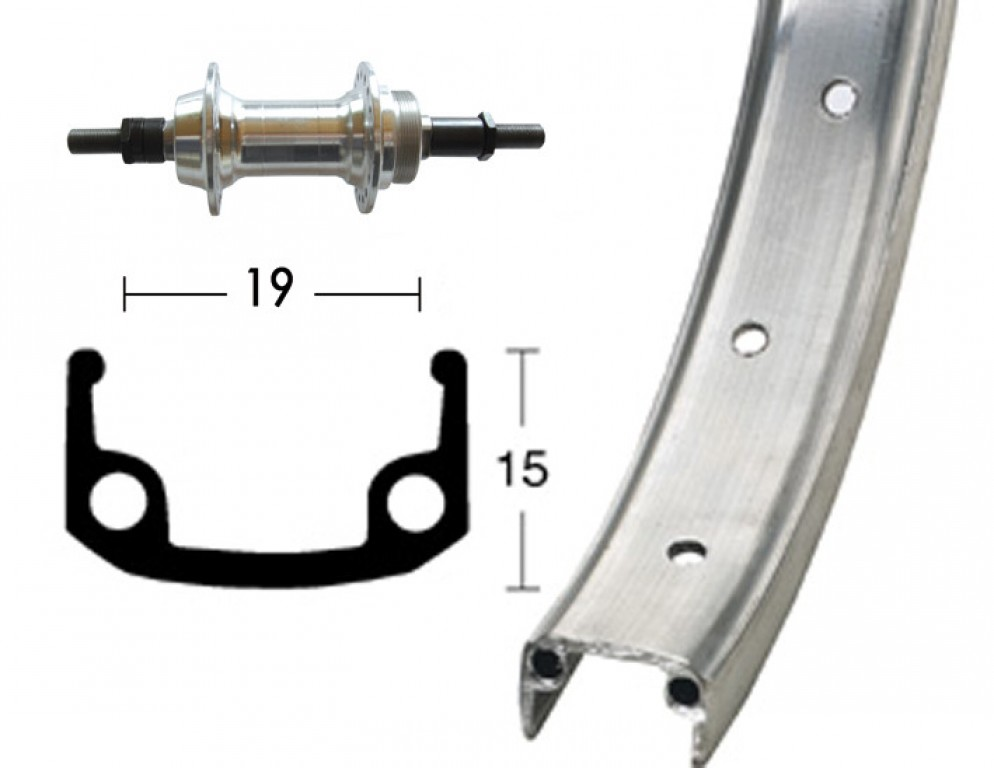 RP 20 x 1.75 36 fori rigida, per corona da avvitare, Alu/zinco