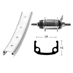 Ruota posteriore 20x1.75 36 fori alloy/zinco Shimano 1V, contropedale