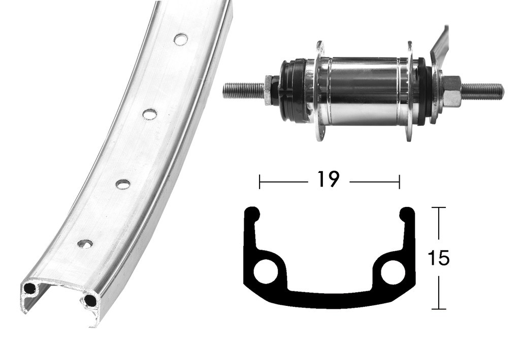 Ruota posteriore 20x1.75 36 fori alloy/zinco Shimano 1V, contropedale