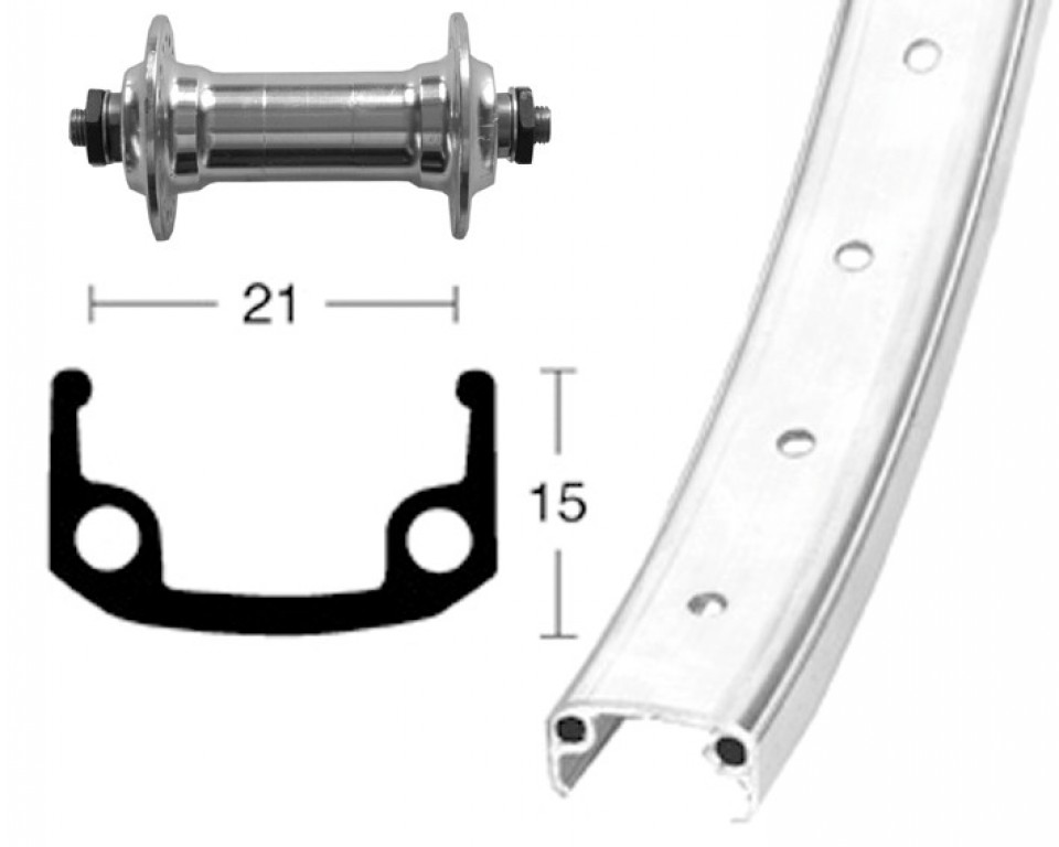 RA 26x1.9 mozzo Alu, argento, 36 fori, QR, cerchio parete singola, raggi zincati