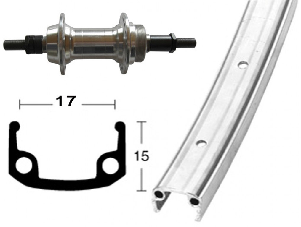 RP 27x1 1/4, corona da avvitare, Alu, 36 fori, cerchio parete singola, argento, raggi zincati