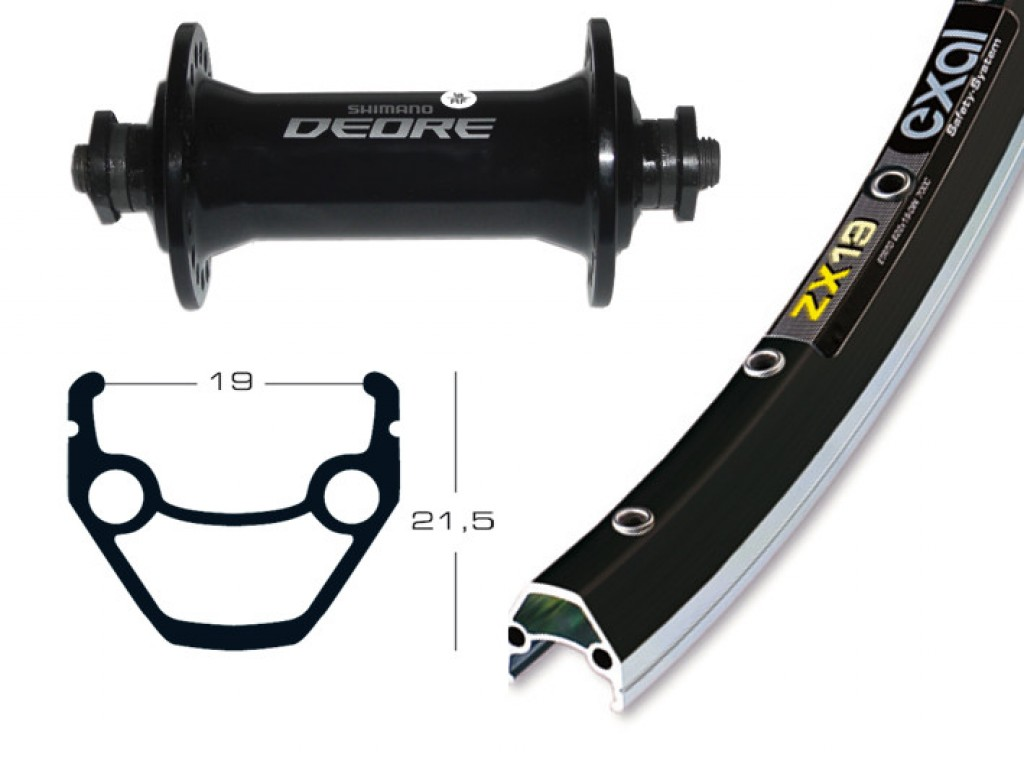 RA 26x1.75 Deore 510, nera, QR, 36 fori Exal XL 19, nero/argento, raggi Niro neri