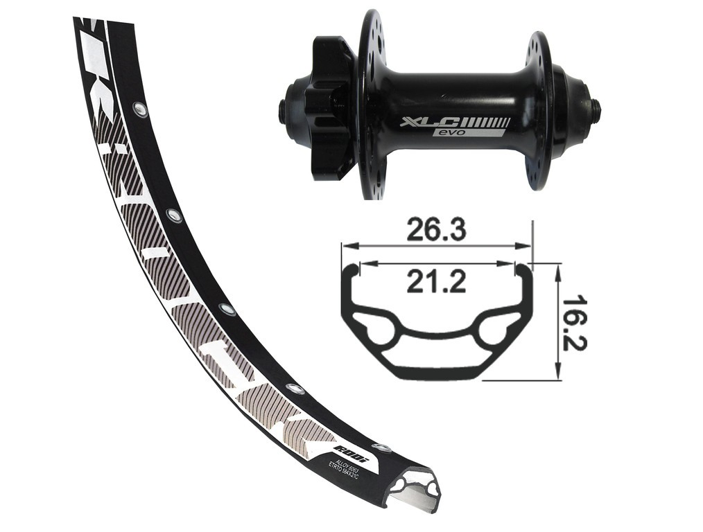 RA 26x1.9 XLC 6-fori, nera, QR, 32L Rodi BlackRock DISK nera, raggi neri inox