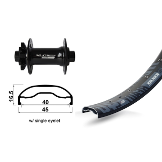 RA 27.5" XLC 6-fori nero TA 15  110mm Rodi Ready40 DISK , raggi Niro neri 32 L