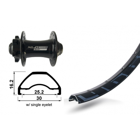 Ruota anteriore 29" XLC 6-fori nero TA 15 32L Rodi Ready 25 DISK , raggi Niro neri