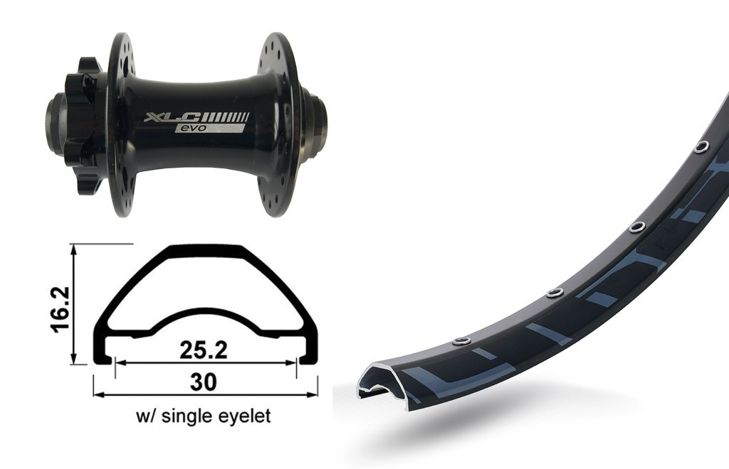 Ruota anteriore 29" XLC 6-fori nero TA 15 32L Rodi Ready 25 DISK , raggi Niro neri