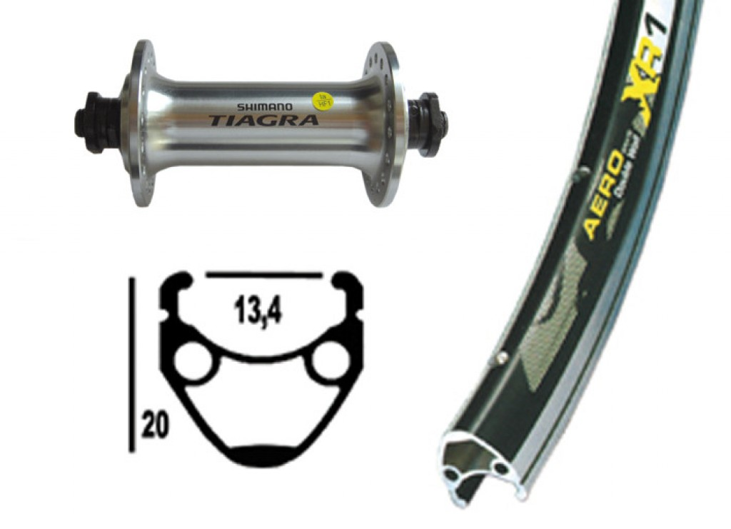 RA 13-622 TIAGRA, QR, 32 fori, 6,5 Exal XR-1 nero/argento, raggi Nro DD