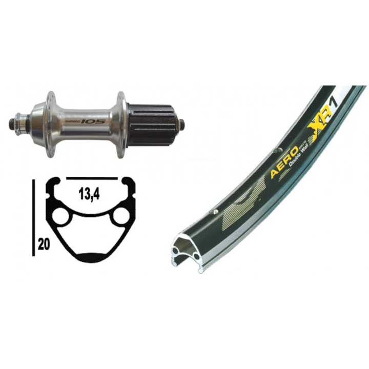 RP13-622, QR, 8-9V, 32 fori, 6,5 Exal XR-1 nero/argento, raggi Niro DD