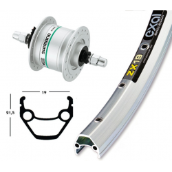 RA 26x1.75 dinamo al mozzo DH3N30, 36 fori Exal ZX19 argento,raggi Niro, asse fisso