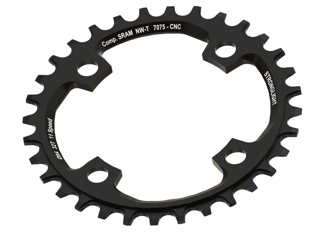 Corona Stronglight MTB Sram 1x11 per X01 4-Arm 36Z con filettatura, nero LK 94mm