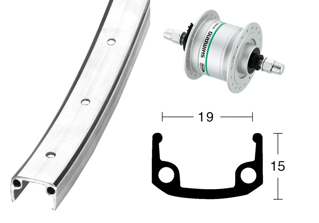 Ruota Ant. Dinamo nel Mozzo, 28x1 3/8 Alu/zinc Alu