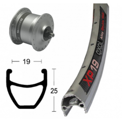 Ruota Ant. Dinamo nel Mozzo, 28x1.75 QR Exal XP19 arg/anod