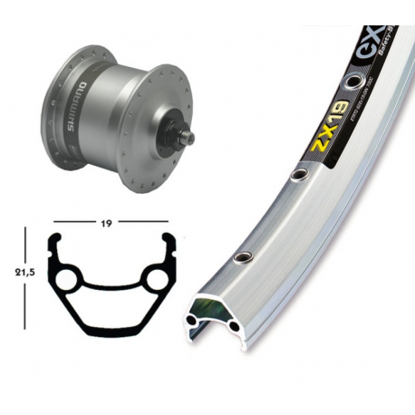 Ruota Ant. Dinamo nel Mozzo, 28x1.75 QR Exal ZX19 arg/brunito